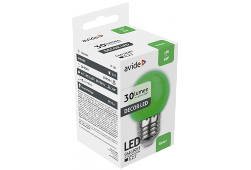 Dekor LED Fonte de luz G45 1W E27 Verde