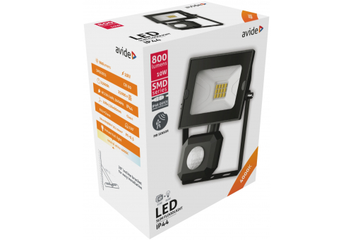 LED Refletor Slim SMD 10W NW Mozg.érz. PIR conexão rápida.