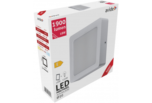 LED Pode ser montado na parede Quadrado Luz de teto Plástico 18W WW