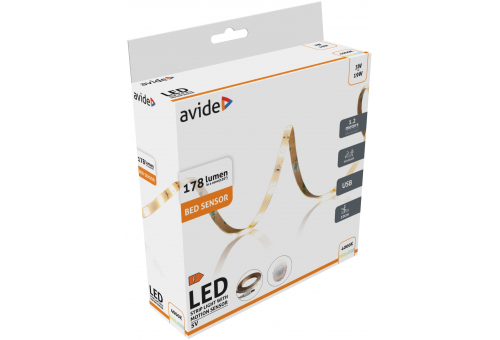 Fita LED cama Sensor 5V USB 1.2m 3W 3000K Single