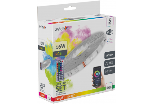 Bandă LED 12V 16W RGB 5m TUYA - control muzică + telecomandă IR Avide