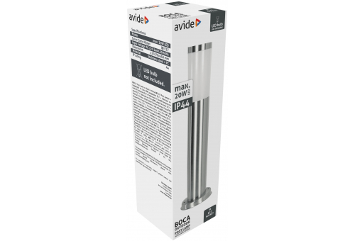 Candeeiro de pé exterior Boca 1xE27 450mm IP44 Cetim Níquel