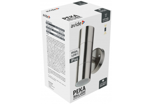 Candeeiro de parede exterior Peka 2xGU10 IP44 Cetim Níquel