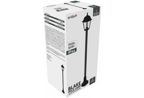 Candeeiro de pé exterior Blake 1xE27 120cm Preto IP44