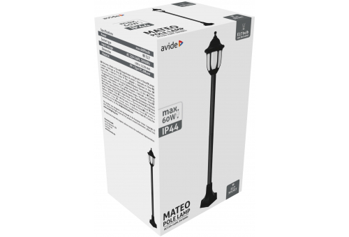 Candeeiro de pé exterior Mateo-XL 122cm 1xE27 Preto IP44