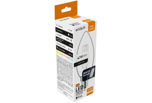 Avide LED White Filament Candle 4.5W E14 NW 4000K