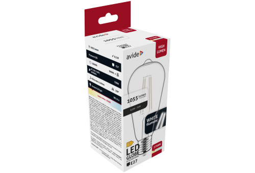 Avide LED White Filament ST64 8.5W E27 WW 2700K